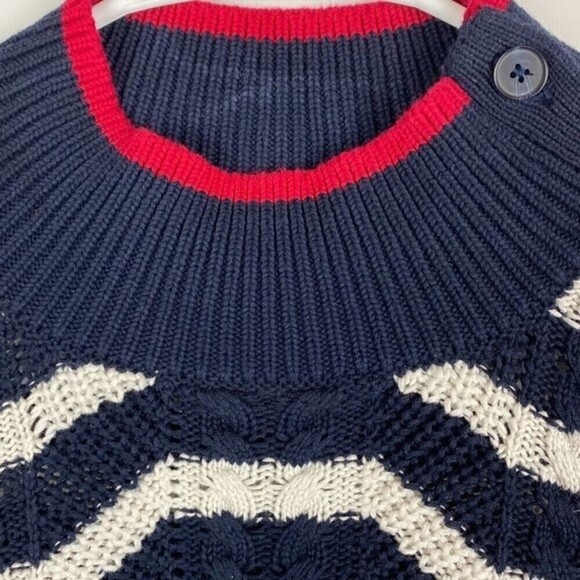 Loft Sweater Womens Small Blue White Striped Pullover Knit Sweater Casual - Picture 5 of 10